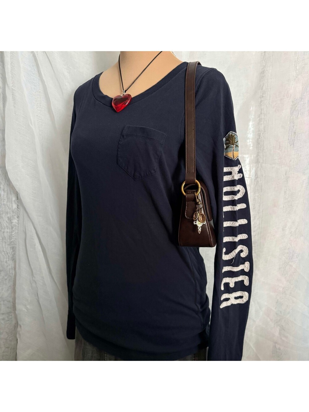 navy y2k hollister long sleeve